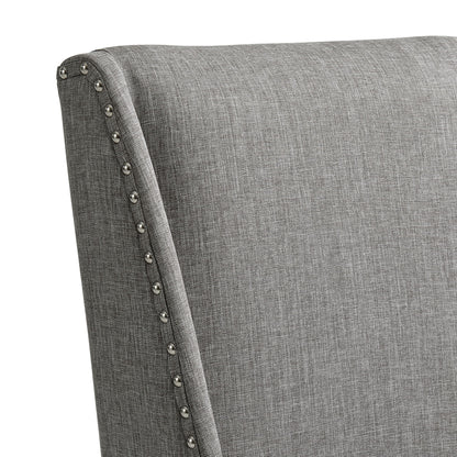 Everdeen - Side Chair With Gray Fabric and Nail Heads (Set of 2) - Charcoal