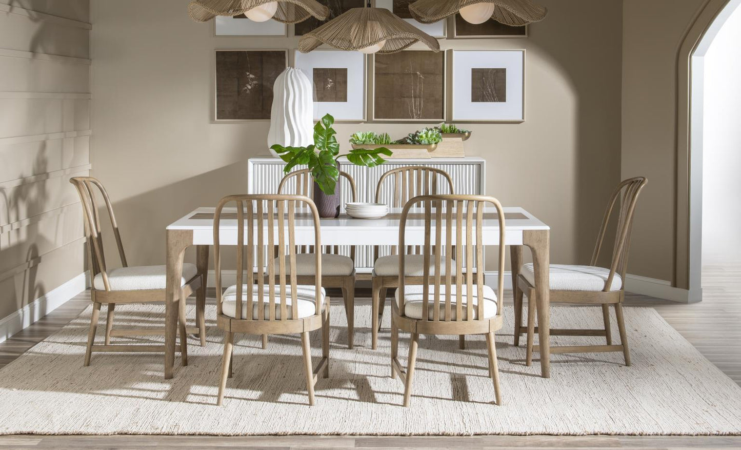 Melrose - Spindle Back Side Chair (Set of 2) - Cloud White And Desert Oak