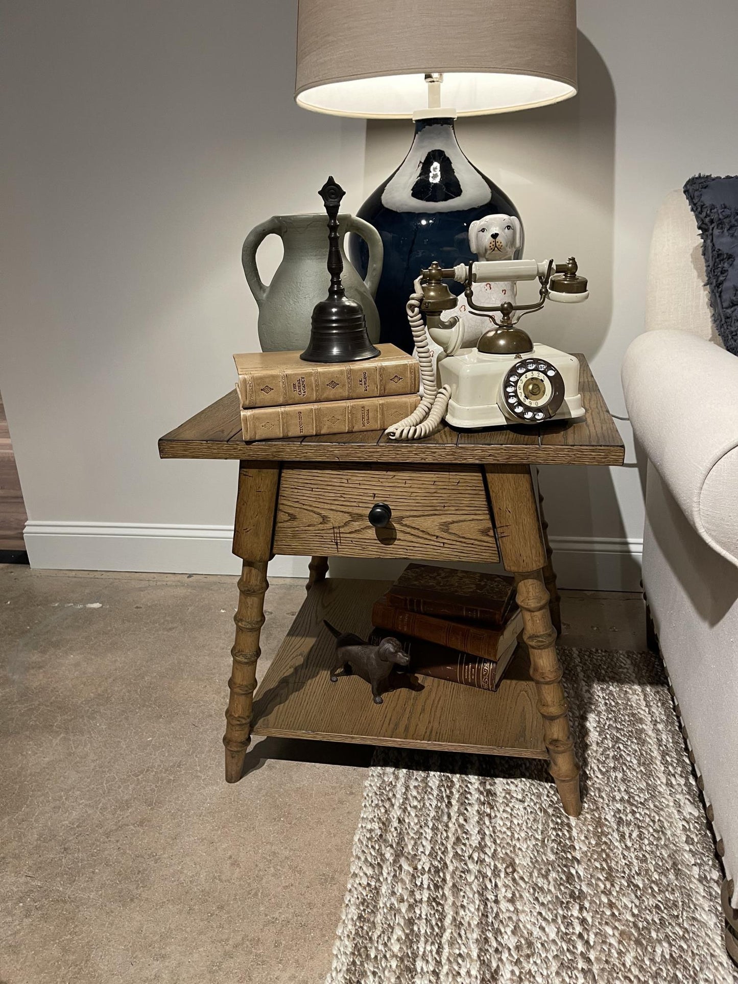 Vintage Market - Splayed Bobbin Leg 1 Drawer End Table