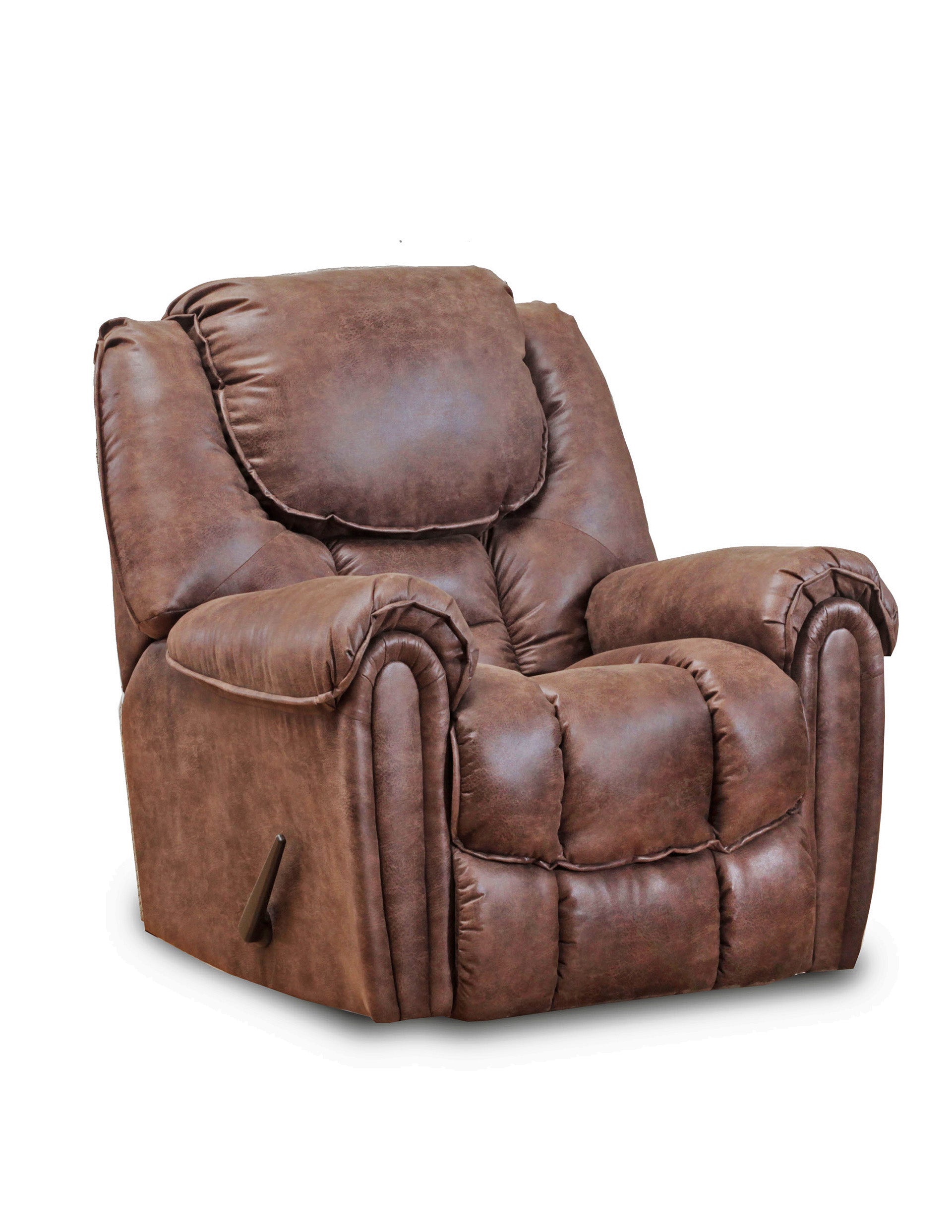 Brown leather recliner chair on a white background