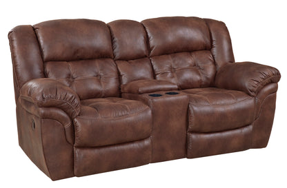 Brown leather reclining sofa on a white background