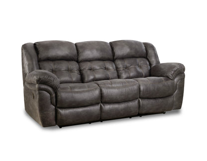 Dark brown leather reclining sofa on a white background
