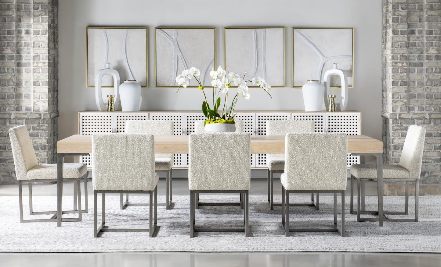 Biscayne - Complete Leg Table With One Leaf - Malabar With Alabaster Fronts