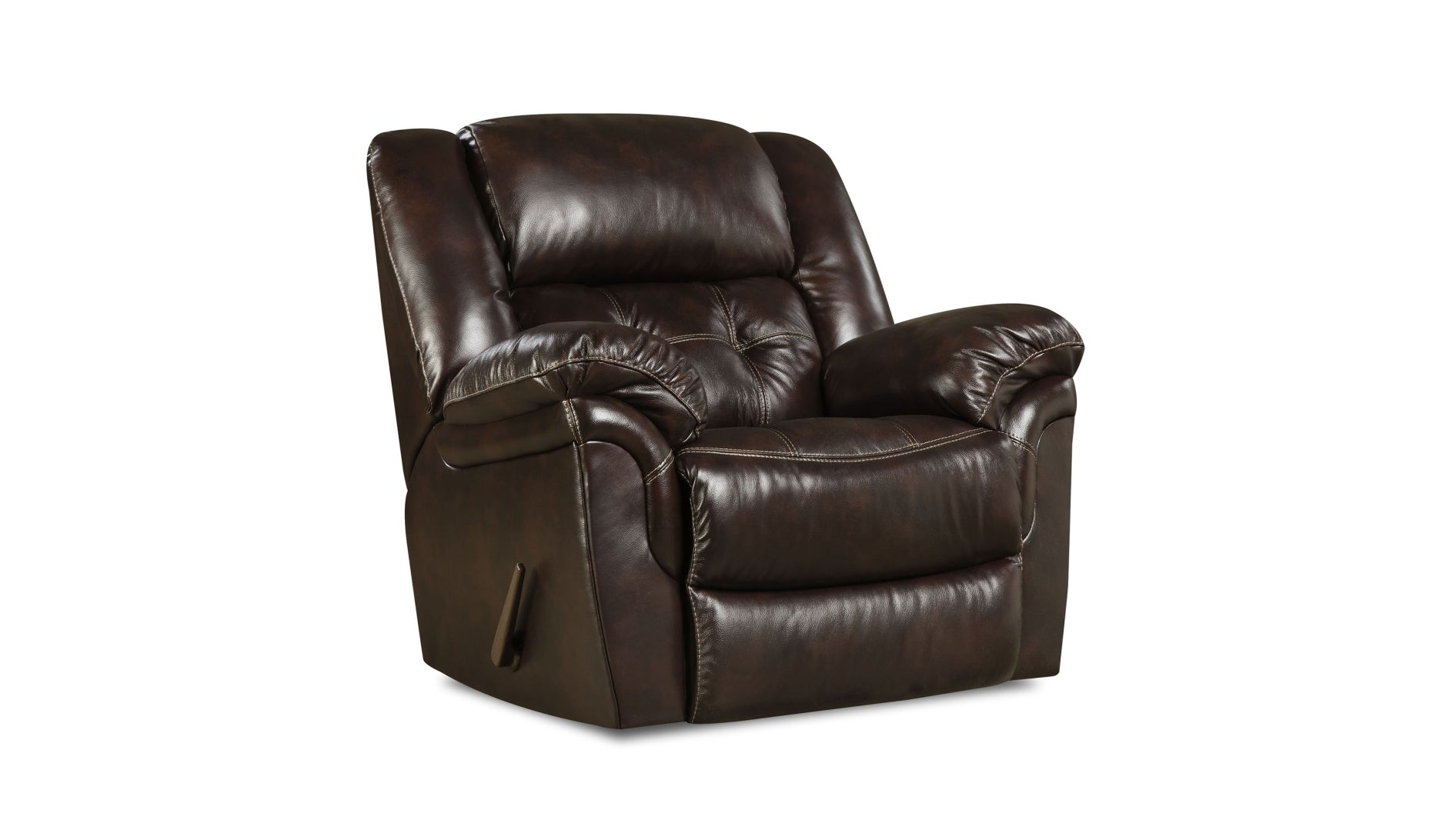 Brown leather recliner chair on a white background
