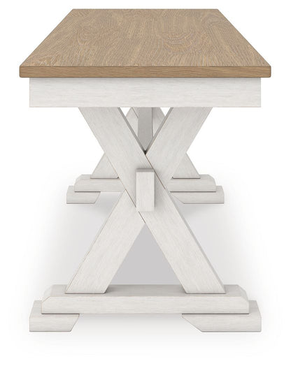 Purlaney - Large Dining Room Bench - Antique White / Natural