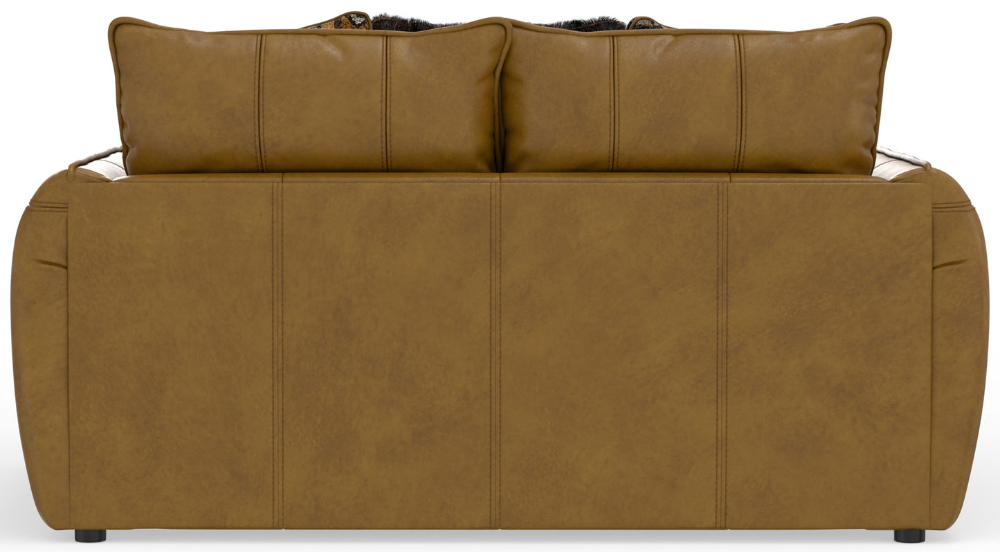 Corvara - Top Grain Italian Leather Match Loveseat - Caramel