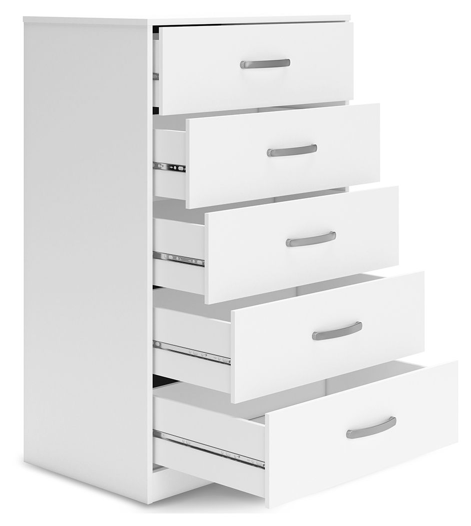 Flannia - Five Drawer Chest - 46" Height - White
