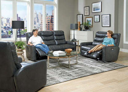 Bosa - Leather Power Recliner - Charcoal