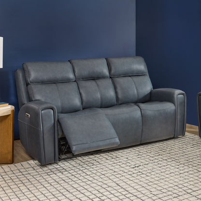 Warren - Power Reclining Sofa With Console, Power Headrest & Lumbar - Black