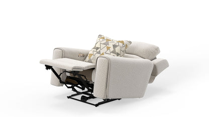 Micah - Power Headrest Power Deep Seat Lay Flat Recliner - Oatmeal