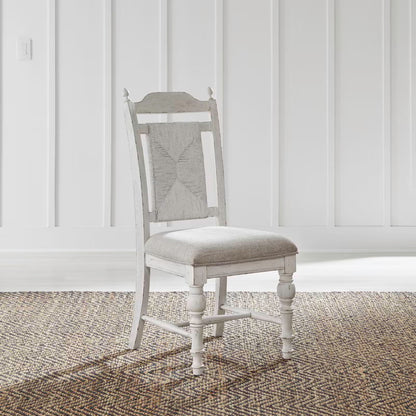 River Place - Panel Back Side Chair - Riverstone White & Tobacco