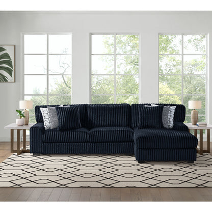 Nightfall - RHF Chaise With 2 Self Pillows 20" - Grand Cord Black