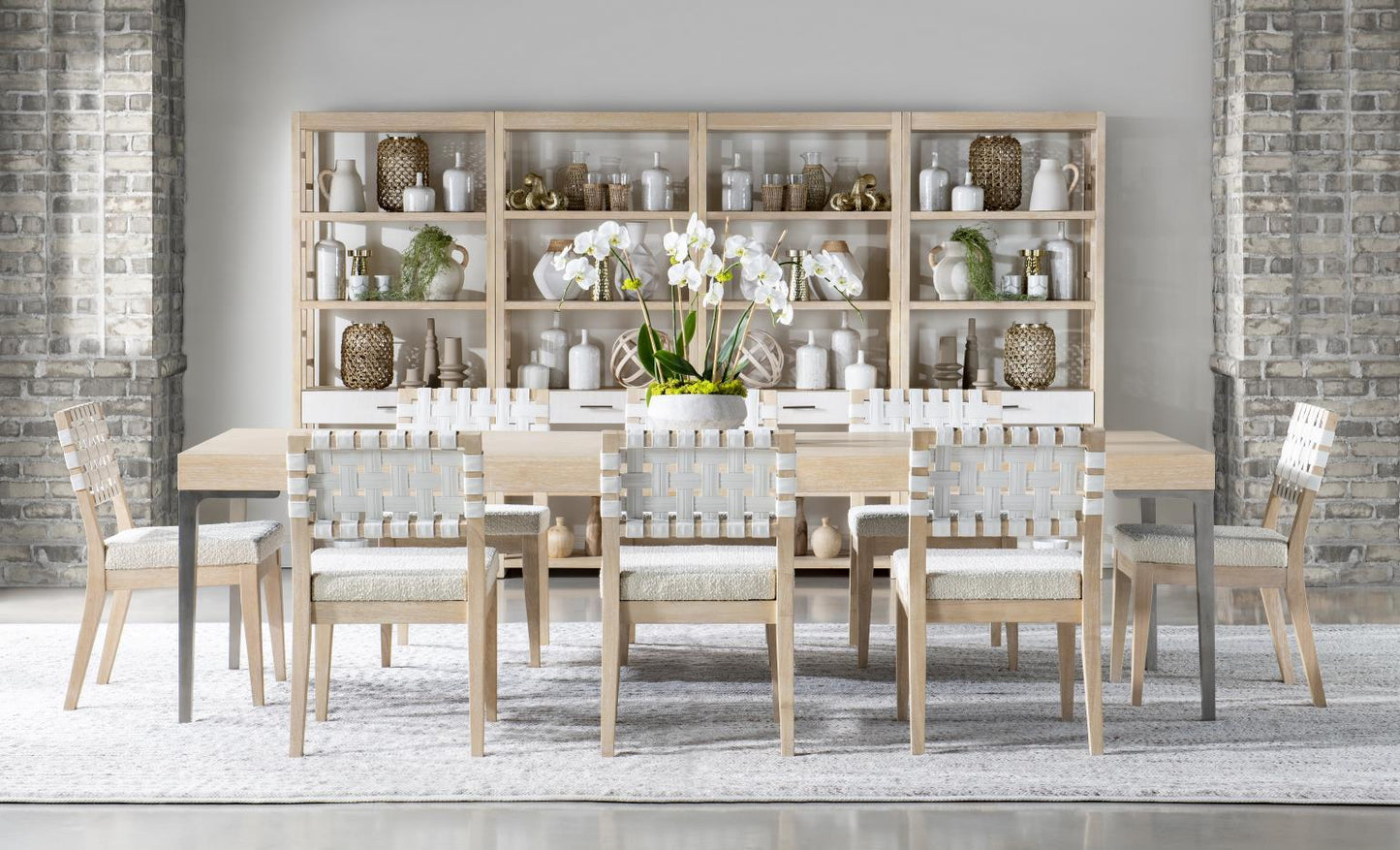 Biscayne - Complete Leg Table With One Leaf - Malabar With Alabaster Fronts