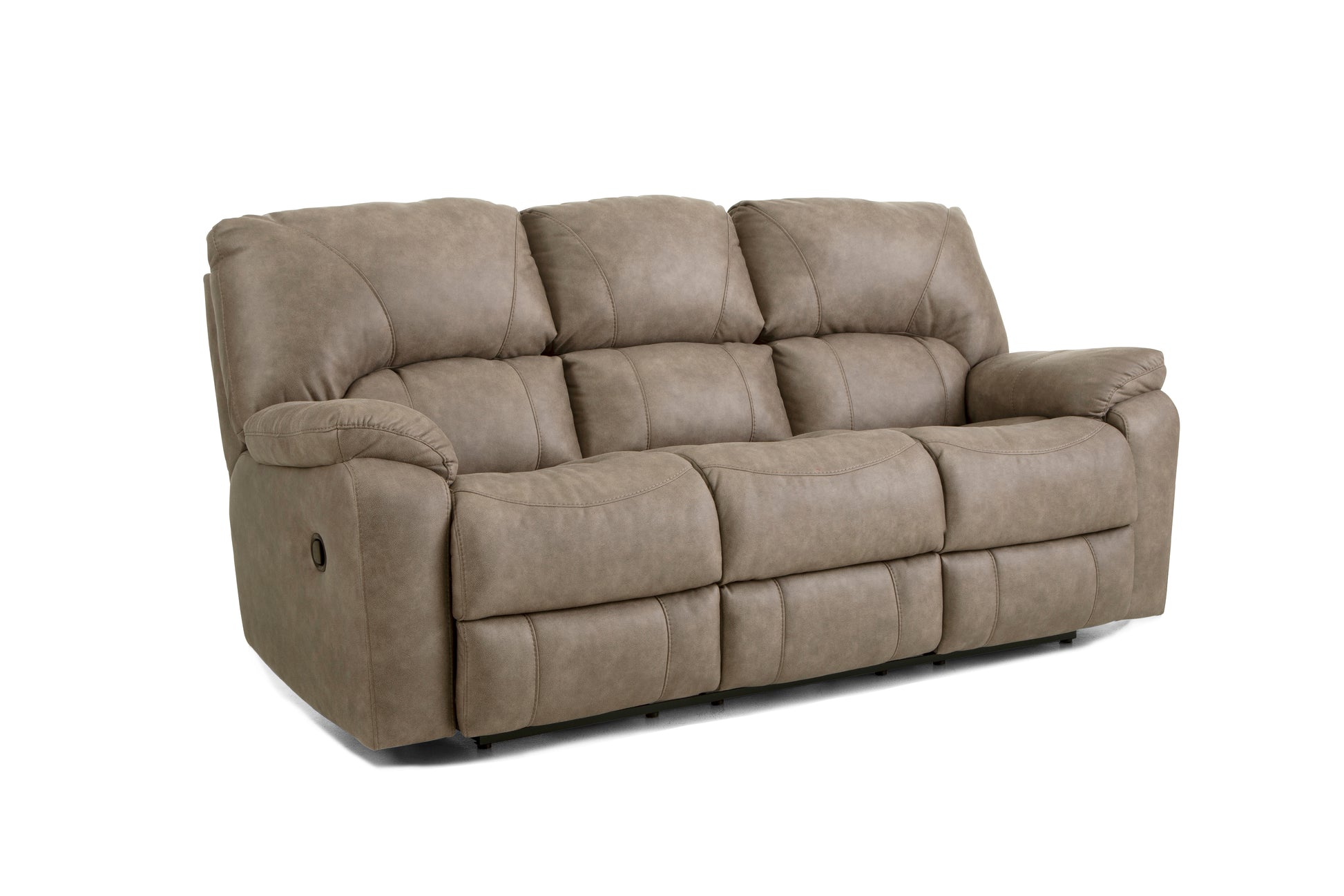 Brown reclining sofa on a white background