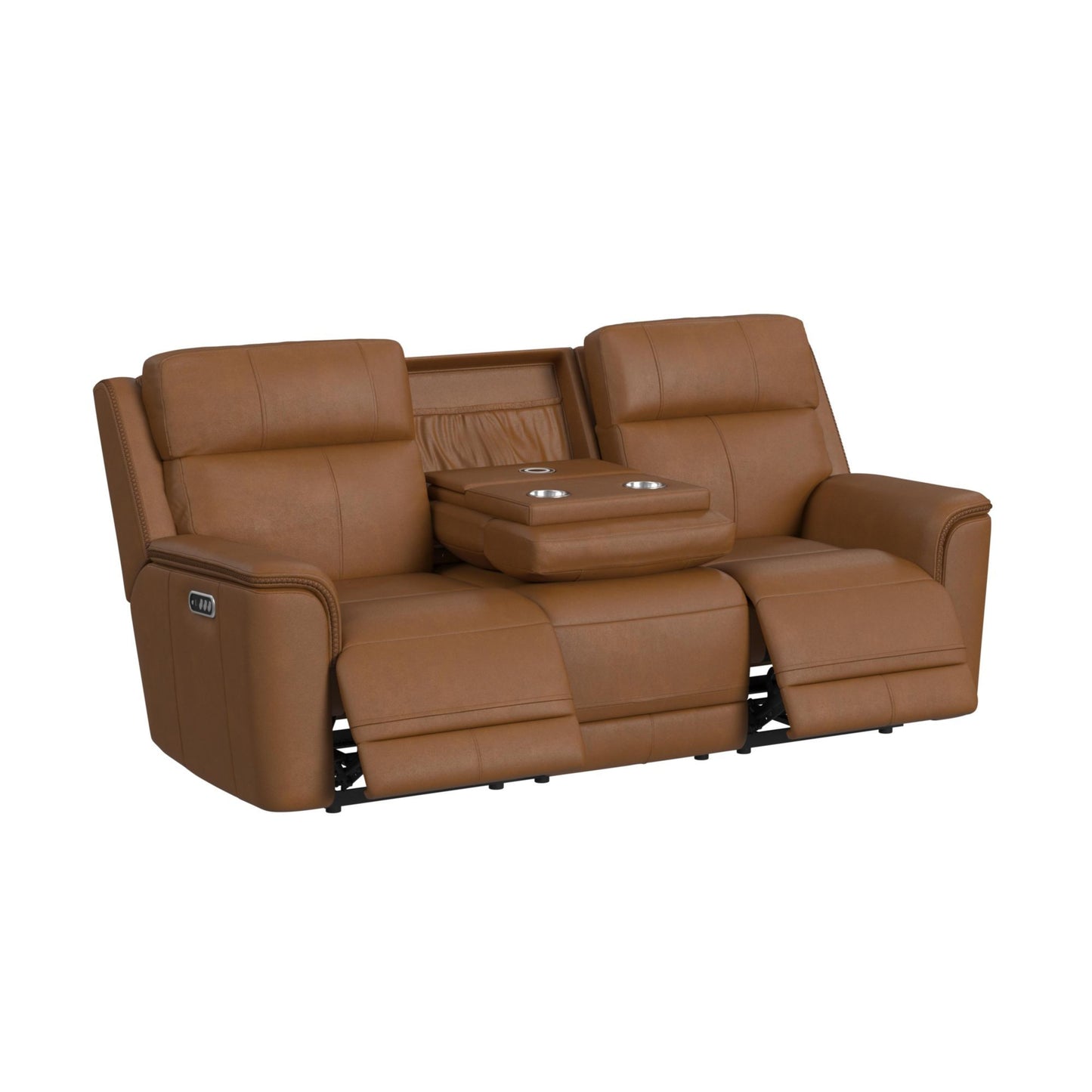 Mustang Power Motion Sofa with DDT; Wireless Charger; Power Headrest and Lumbar in Aline Butternut