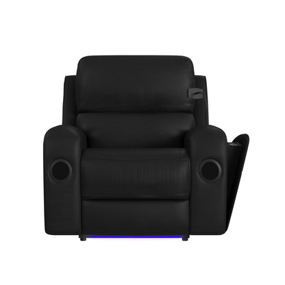Euphora - P3 Power Glider Recliner With Heat Massage, Music, Ipad Holder With Wireless Charger, USB - Black