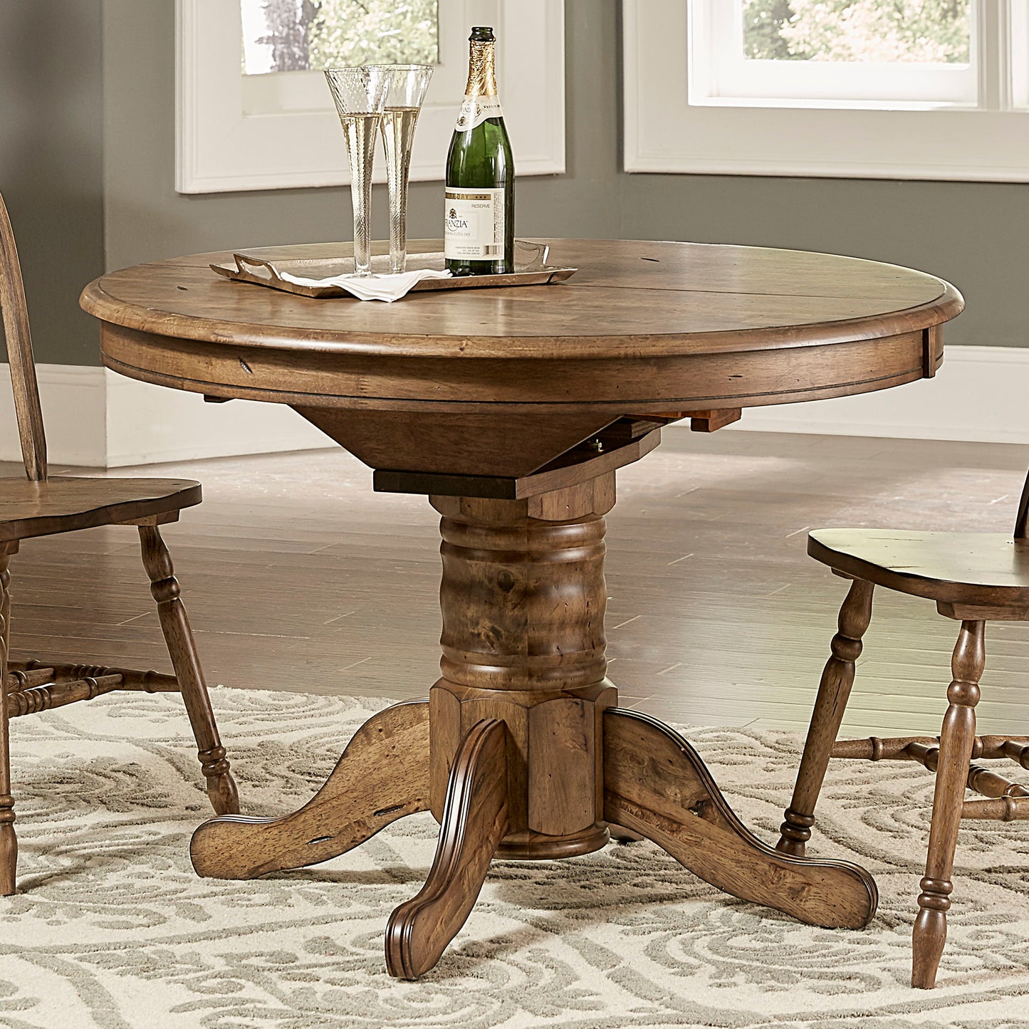 Carolina Crossing - Oval Pedestal Table Top - Dark Brown