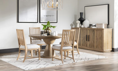 Torrance - Complete Round Dining Table - Aged Driftwood