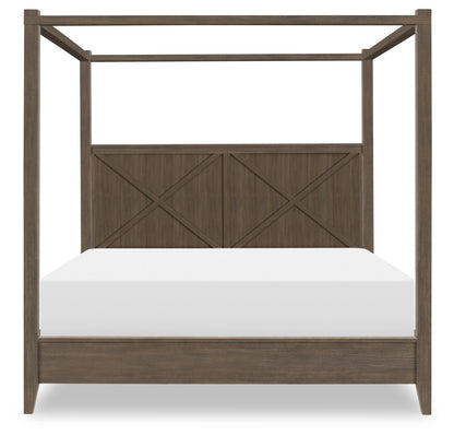 XXX's And OOO's - Canopy Headboard / Footboard / Slats Short Canopy Frame Queen - Cocoa