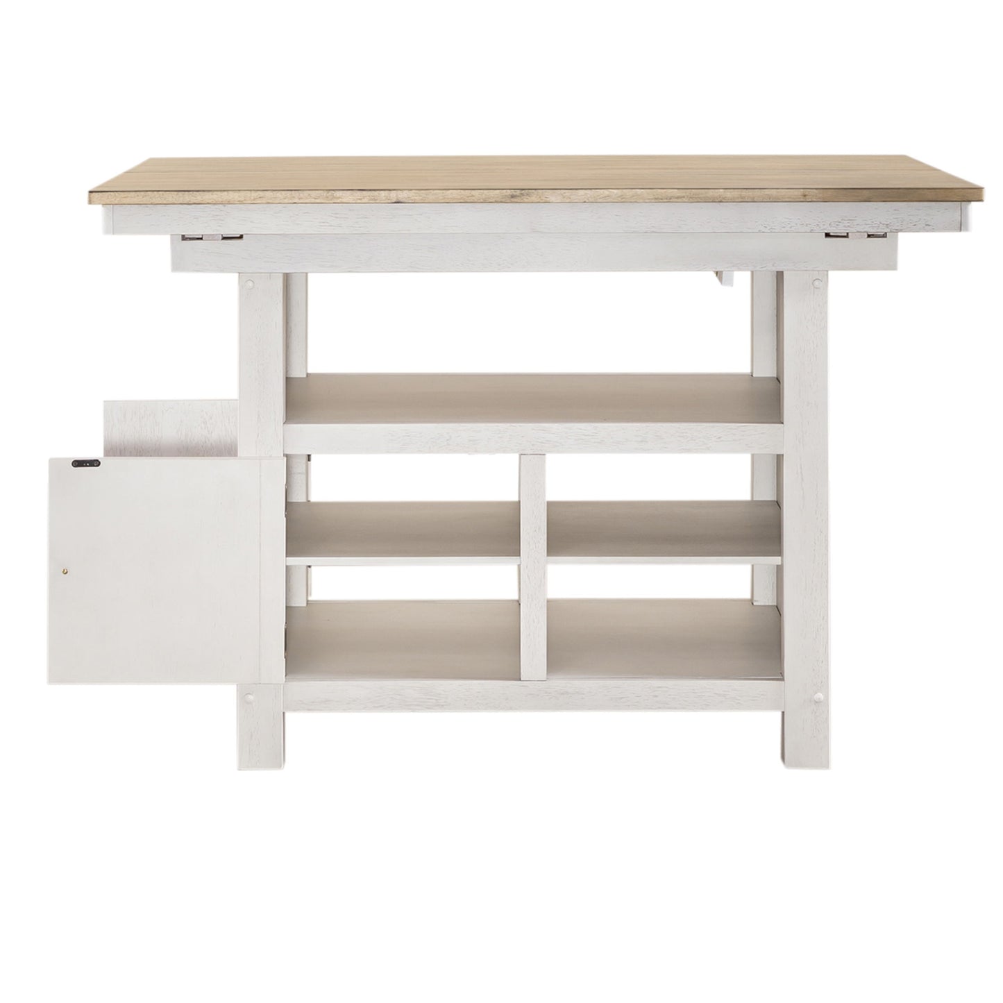 Lindsey Farm - Kitchen Island Base - Weathered White & Sandstone