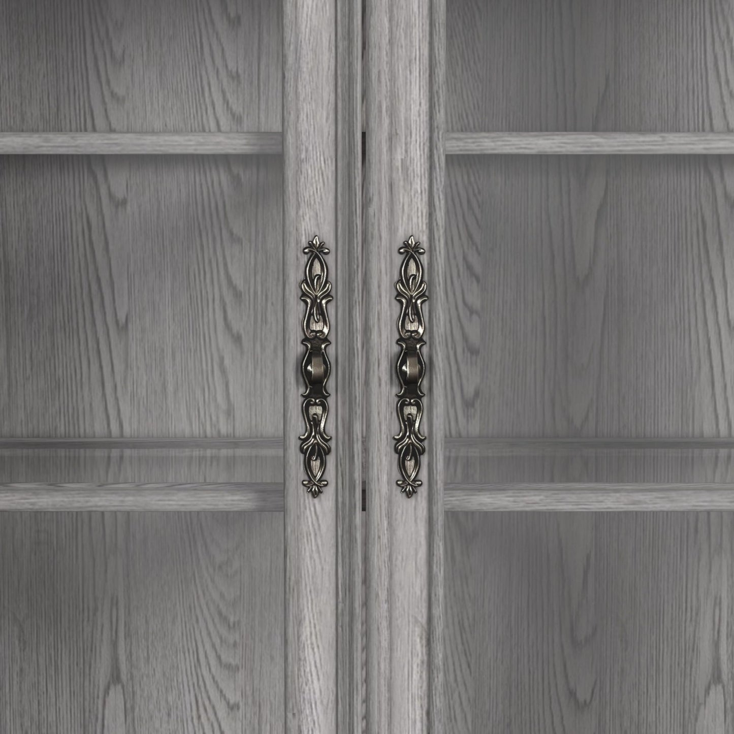 Glenmore - Curio Top With 2 LED Lights - Aged Gray