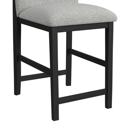 Portland - Round Back Barstool With Fabric (Set of 2) - Gray / Black