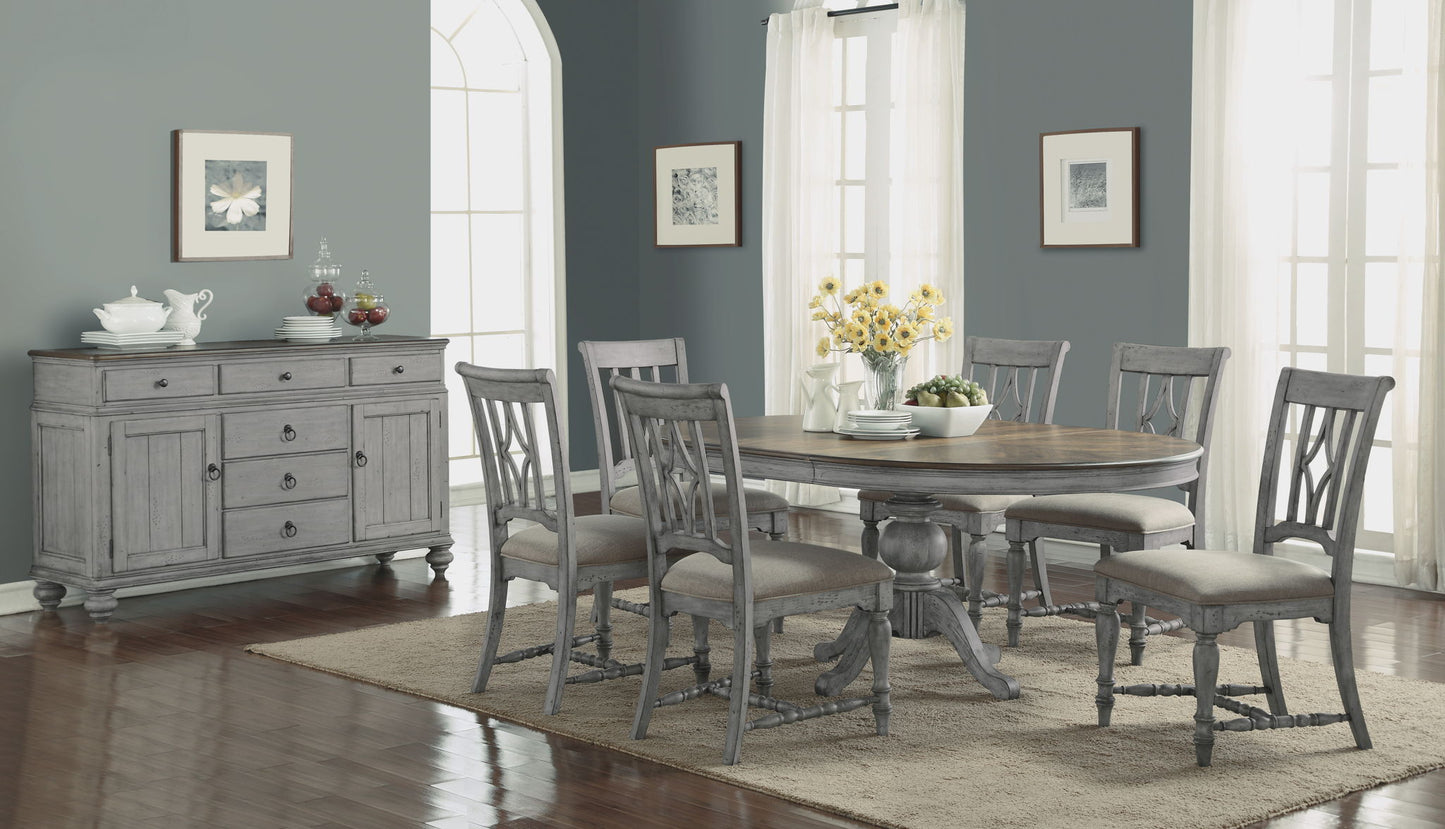 Plymouth - Round Pedestal Dining Table - Gray