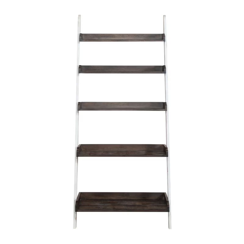 Farmhouse - Leaning Bookcase - Two Tone White / Wood Tone