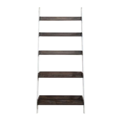 Farmhouse - Leaning Bookcase - Two Tone White / Wood Tone