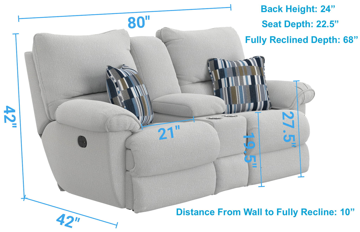 Lenny - Power Lay Flat Reclining Console Loveseat