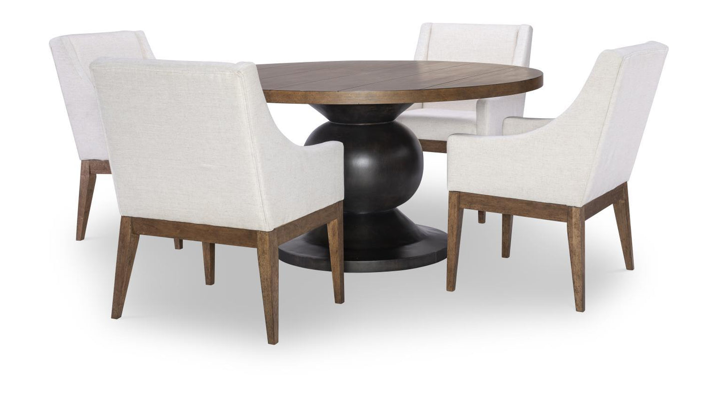 Artisan's Place - Complete Round Dining Table - Vintage Pine Ironwood