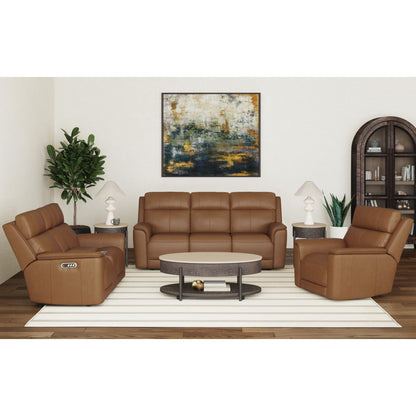 Mustang Power Motion Sofa with DDT; Wireless Charger; Power Headrest and Lumbar in Aline Butternut