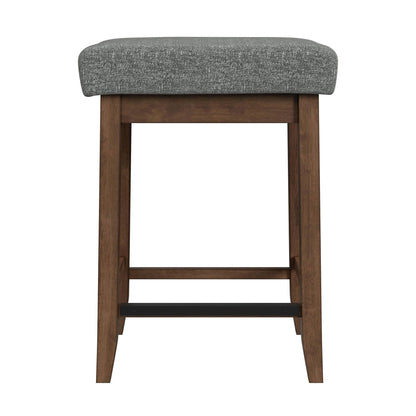 Santa Barbara - Kitchen Island & 2 Counter Stools With Fabric - Walnut / Dark Gray