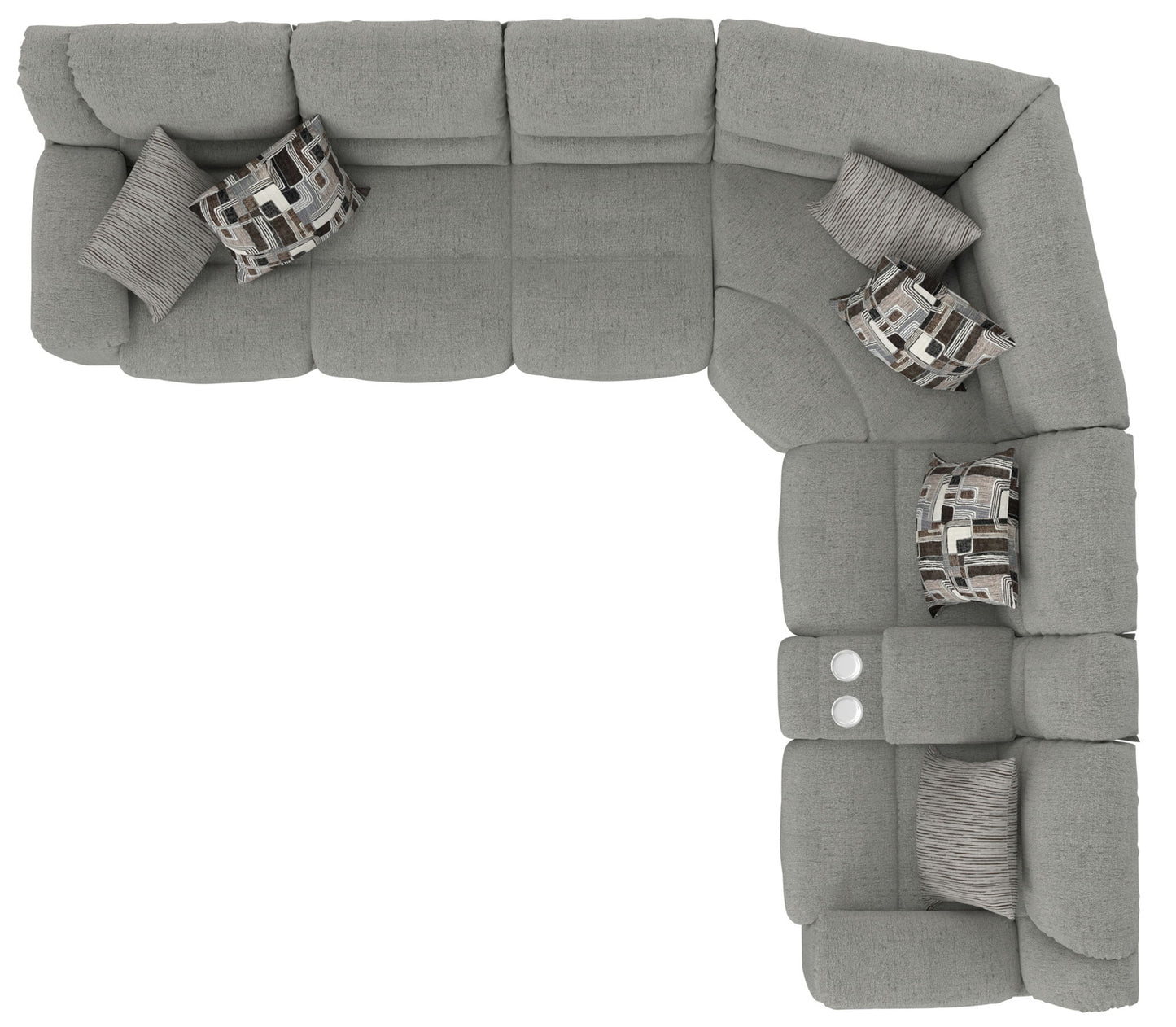 Quinn - 3 Piece Reclining Sectional With 4 Reclining Seats, Storage Arms, Storage Console With Lights, And Drop Down Table - Nature