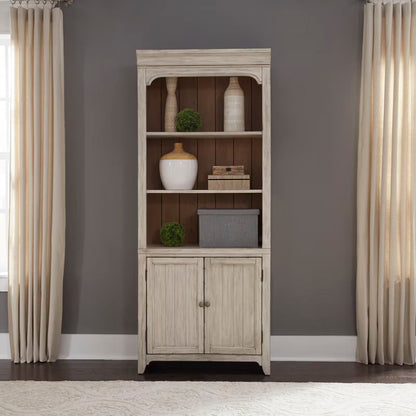 Farmhouse Reimagined - Bookcase - Antique White / Chestnut Tops