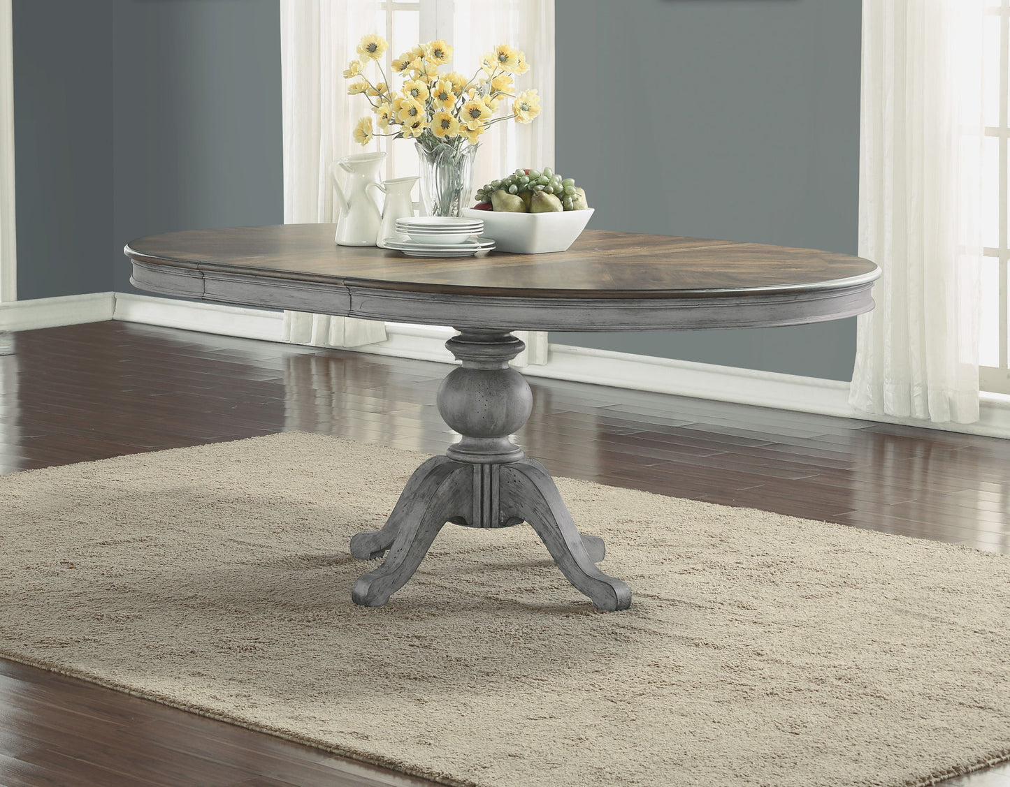 Plymouth - Round Pedestal Dining Table - Gray
