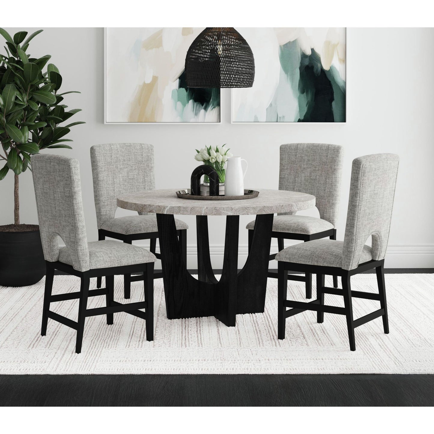 Oregon - Round Table With Faux Marble Top