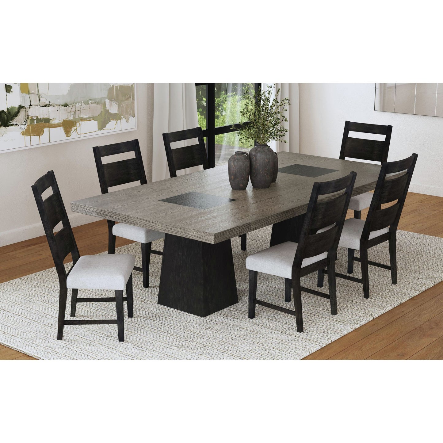 Jemma - Wood Back Dining Side Chair (Set of 2) - Dark Espresso / Beige Linen