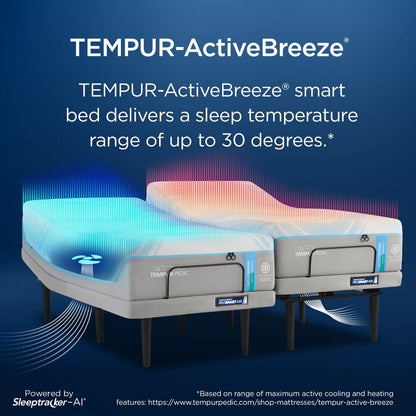 Tempur-Breeze - Tempur-ActiveBreeze Medium Hybrid Mattress With Ergo ProSmart Air Base