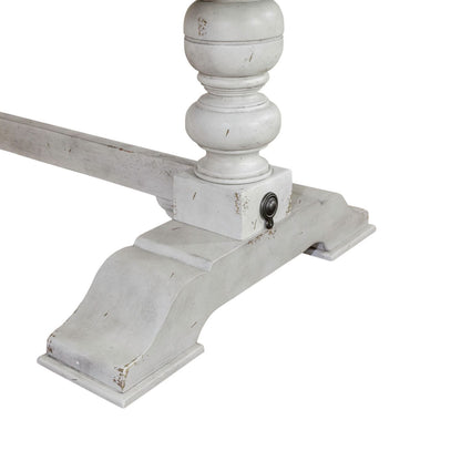 Whitney - Trestle Table Base - Antique Linen / Weathered Gray