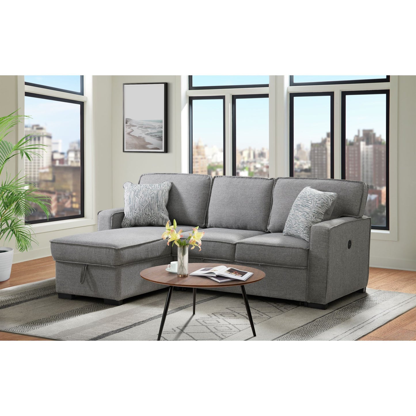 Caracas - Sectional LHF Storage Chaise - Palmer Steel