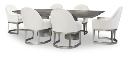 Terra Luna - Complete Rectangle Double Pedestal Table - White Cloud & Nightfall