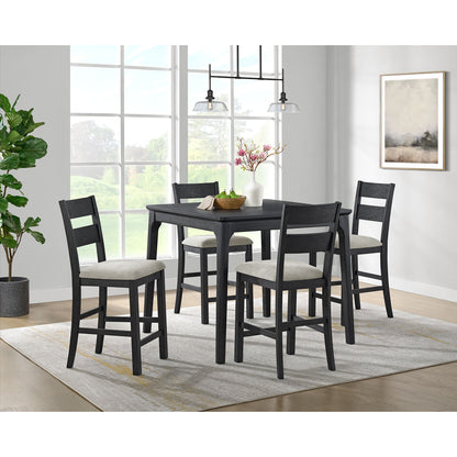 Garcia - 5 Piece Counter Set With Table And 4 Chairs - Black