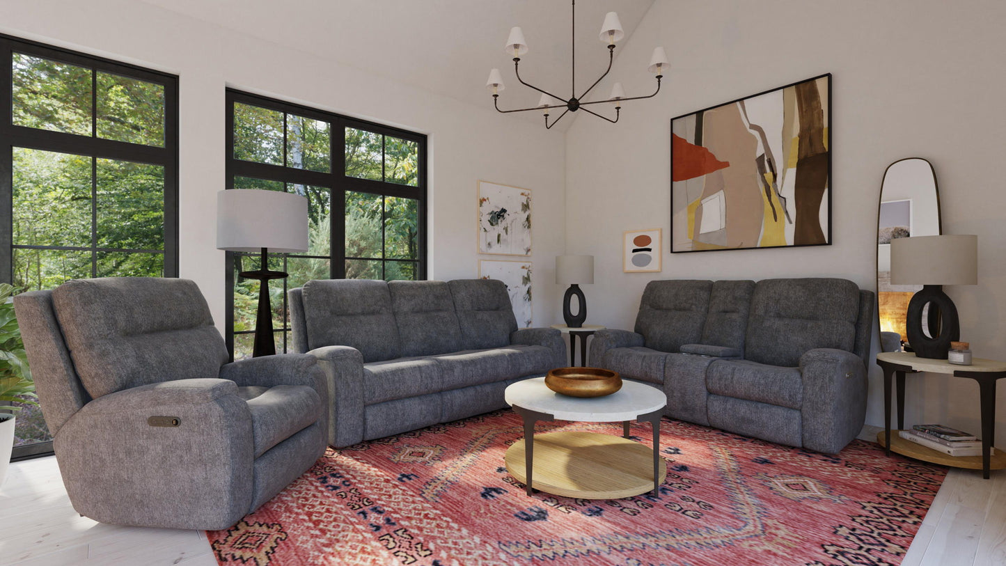 Penn - Fabric Power Reclining Sofa With Power Headrests & Lumbar