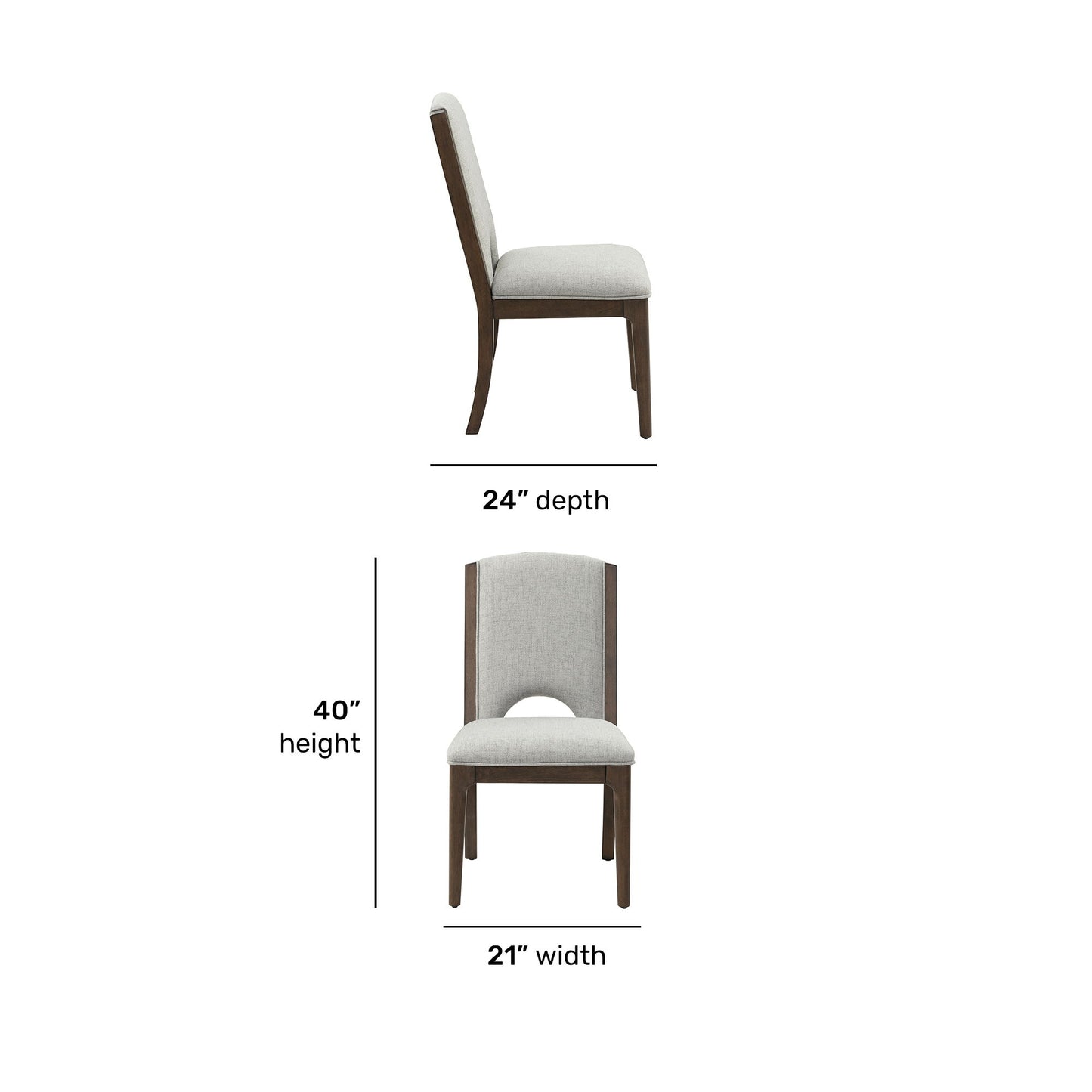 Athens - Upholstered Dining Chair (Set of 2) - Light Gray / Chocolate Brown
