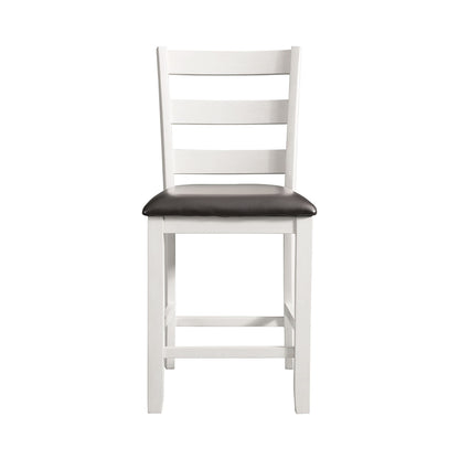 Martin - Counter Side Chair With Black PU (Set of 2) - White Finish