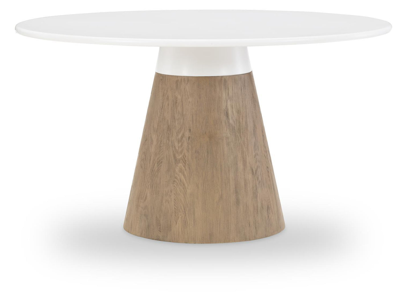 Melrose - Round Dining Table Base - Cloud White And Desert Oak