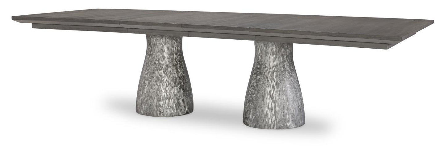 Terra Luna - Complete Rectangle Double Pedestal Table - White Cloud & Nightfall