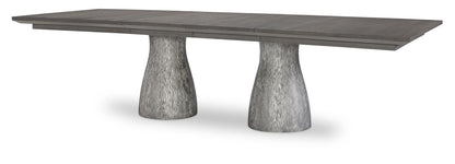 Terra Luna - Complete Rectangle Double Pedestal Table - White Cloud & Nightfall