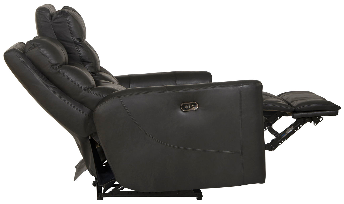 Bosa - Leather Power Reclining Loveseat - Charcoal